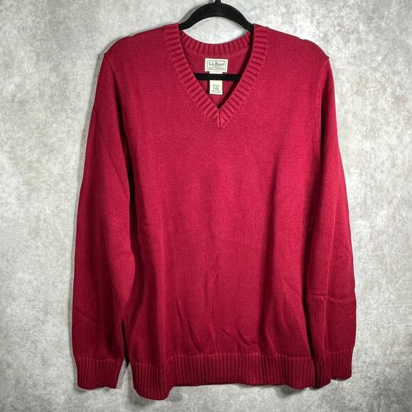 L.L. Bean Sweater Mens Size Medium Tall Cotton Knit V-Neck Casual Office Work - Picture 1 of 8